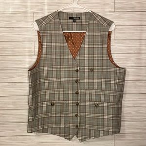 Murano Plaid Vest with Brown Dot Lining